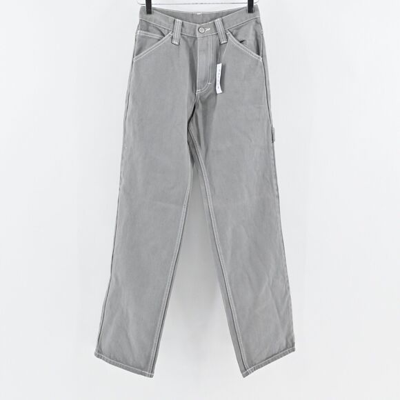 BRANDY‎ MELVILLE J GALT Jeans Womens Size S Gray Cotton Carpenter Wide Leg Retro - Picture 1 of 12